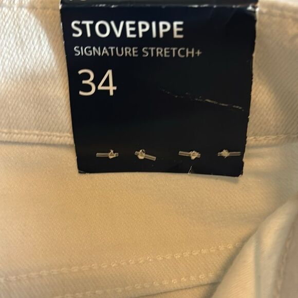 NEW J. CREW Stovepipe White Jeans 34 signature stretch - Picture 4 of 6